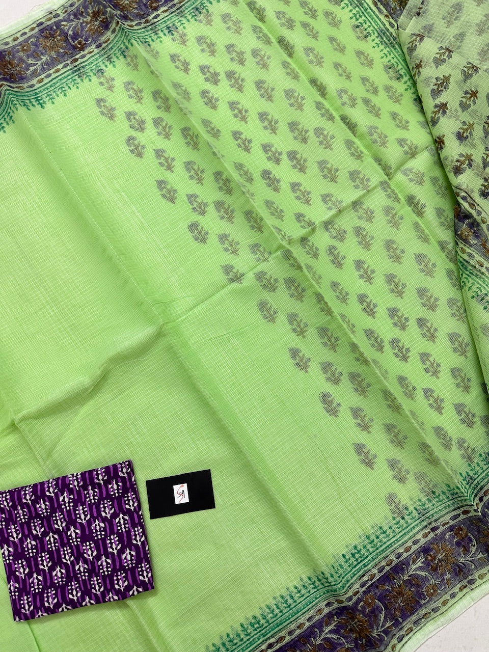 HandBlock Printed Kota Cotton Doria Saree