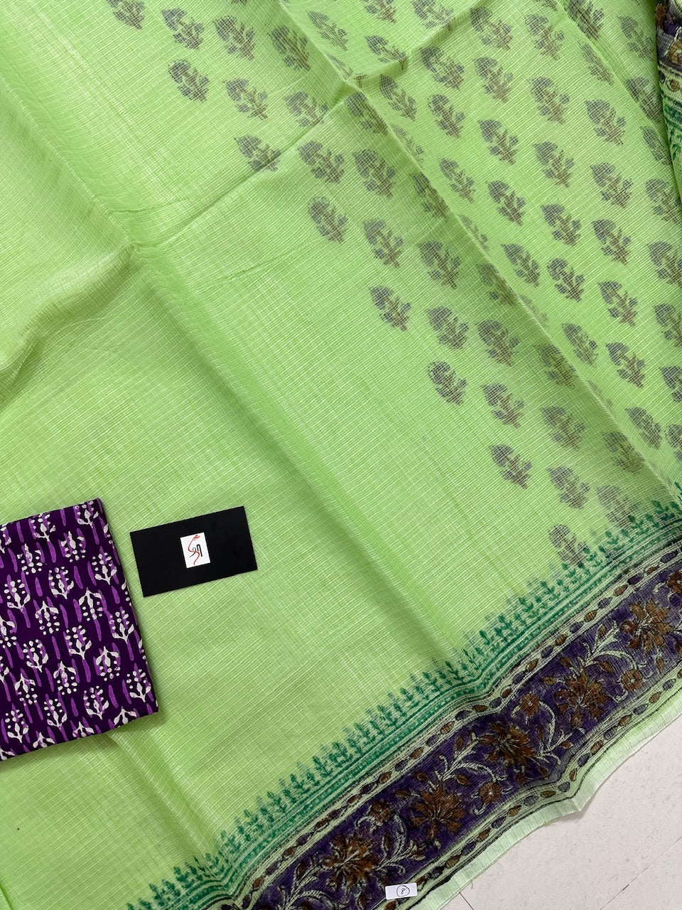 HandBlock Printed Kota Cotton Doria Saree