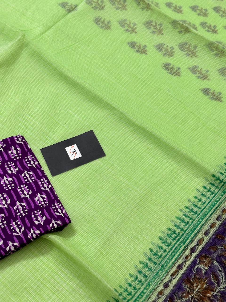 HandBlock Printed Kota Cotton Doria Saree