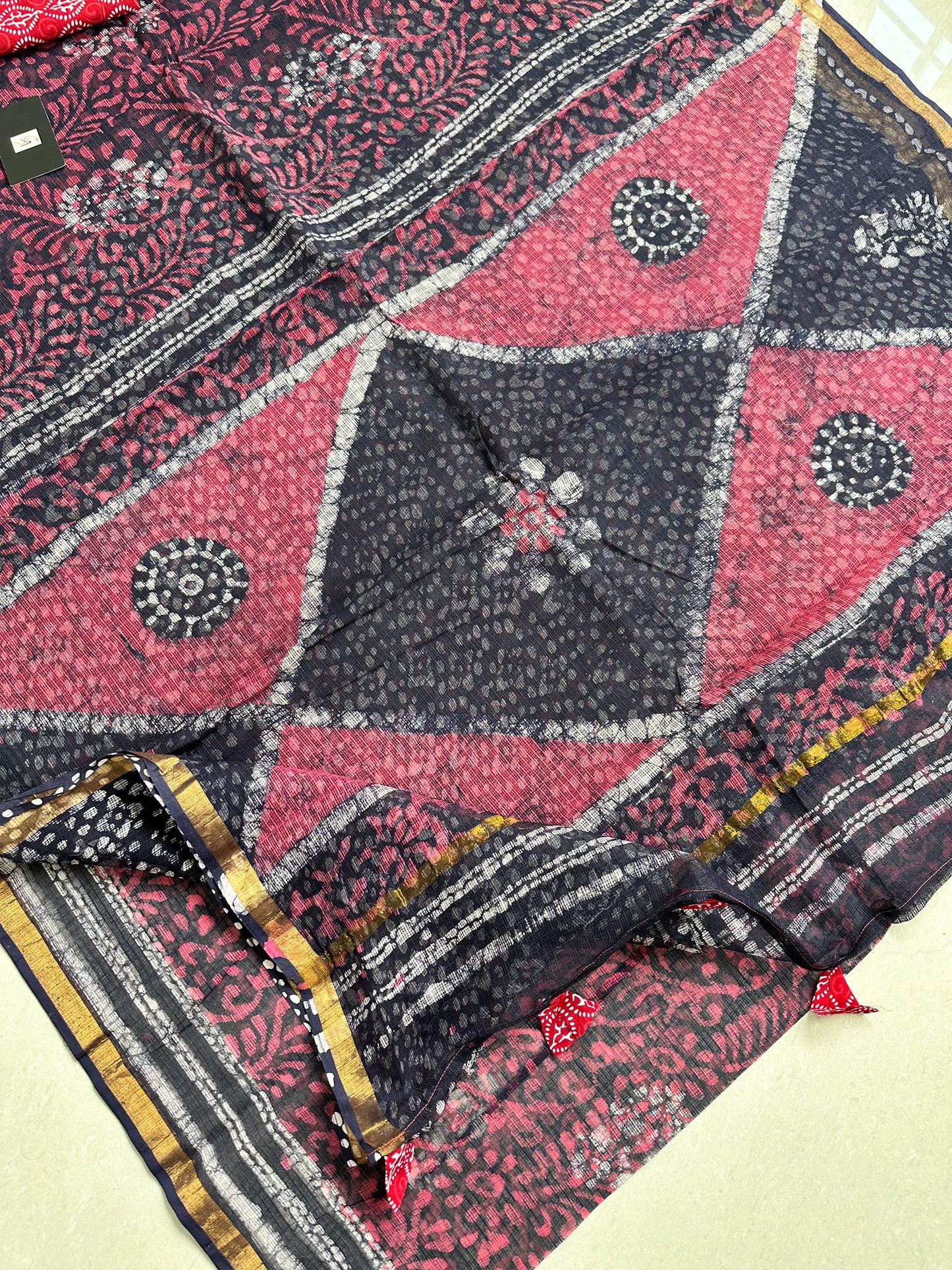 Pure HandBlock Printed Kota Cotton Doria Saree