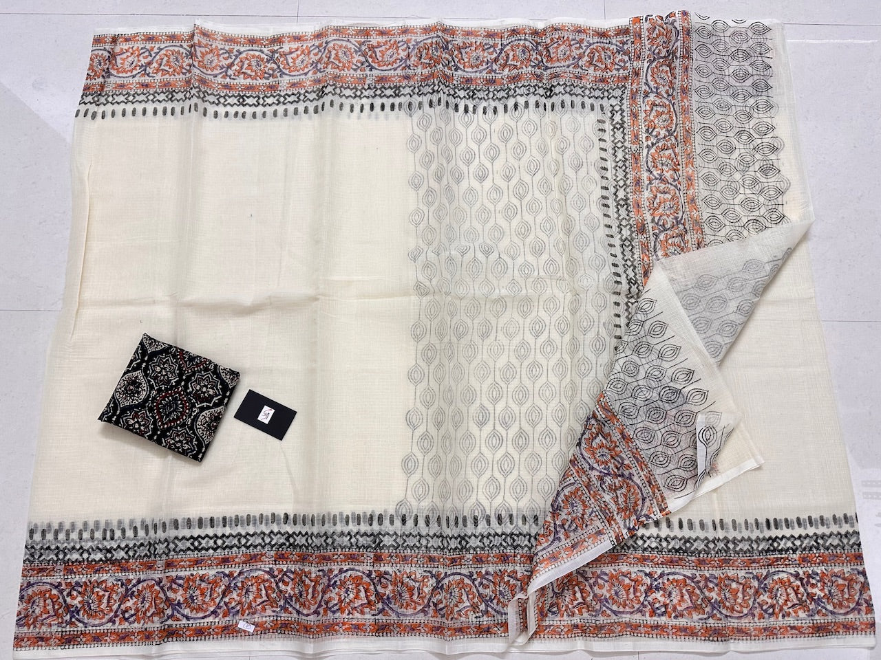 HandBlock Printed Kota Cotton Doria Saree