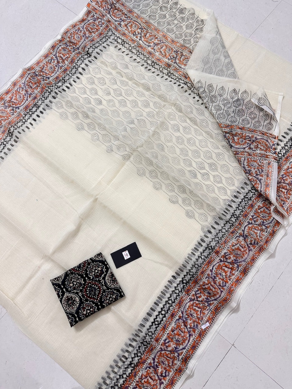 HandBlock Printed Kota Cotton Doria Saree