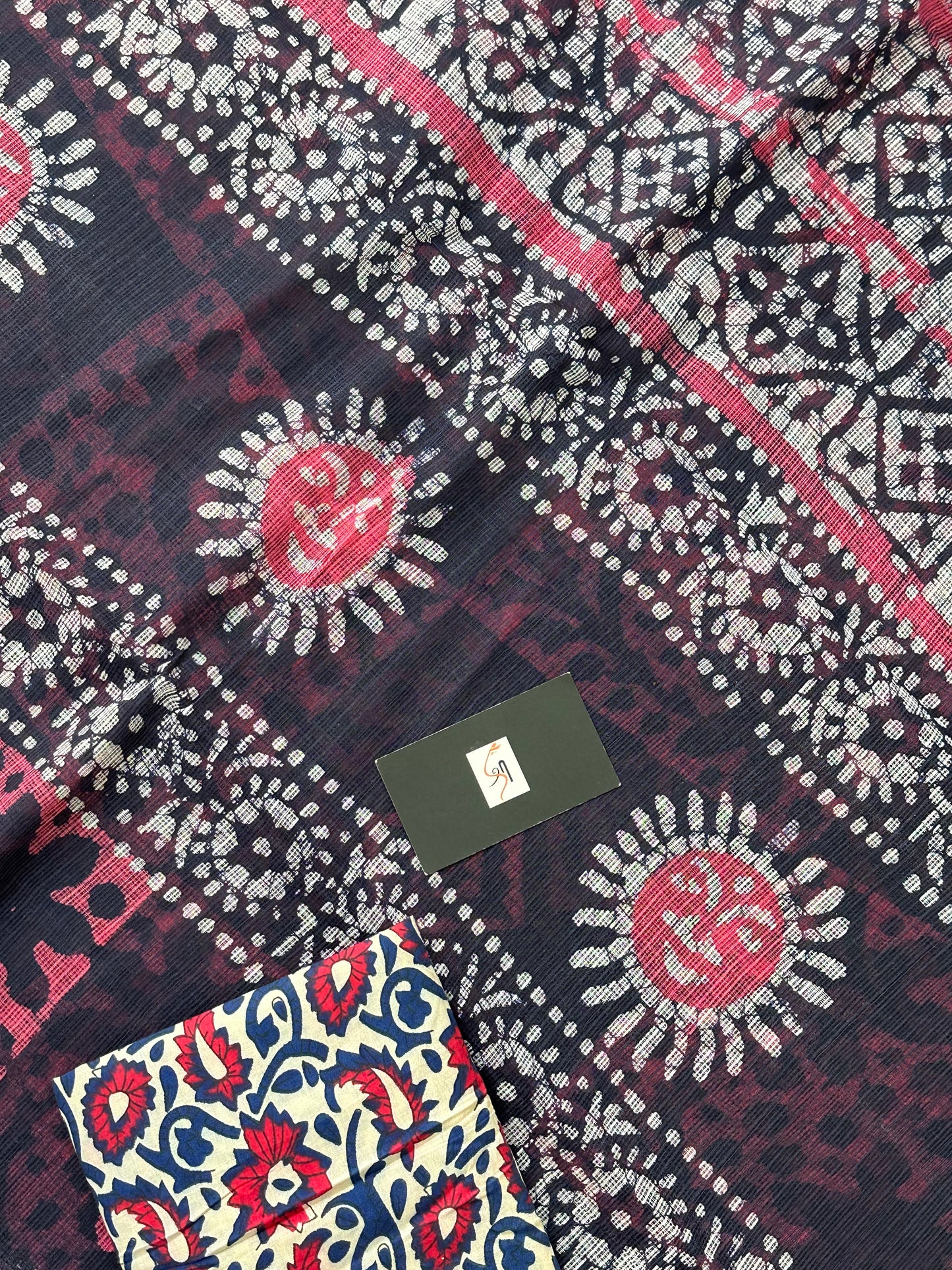 Pure HandBlock Printed Kota Cotton Doria Saree