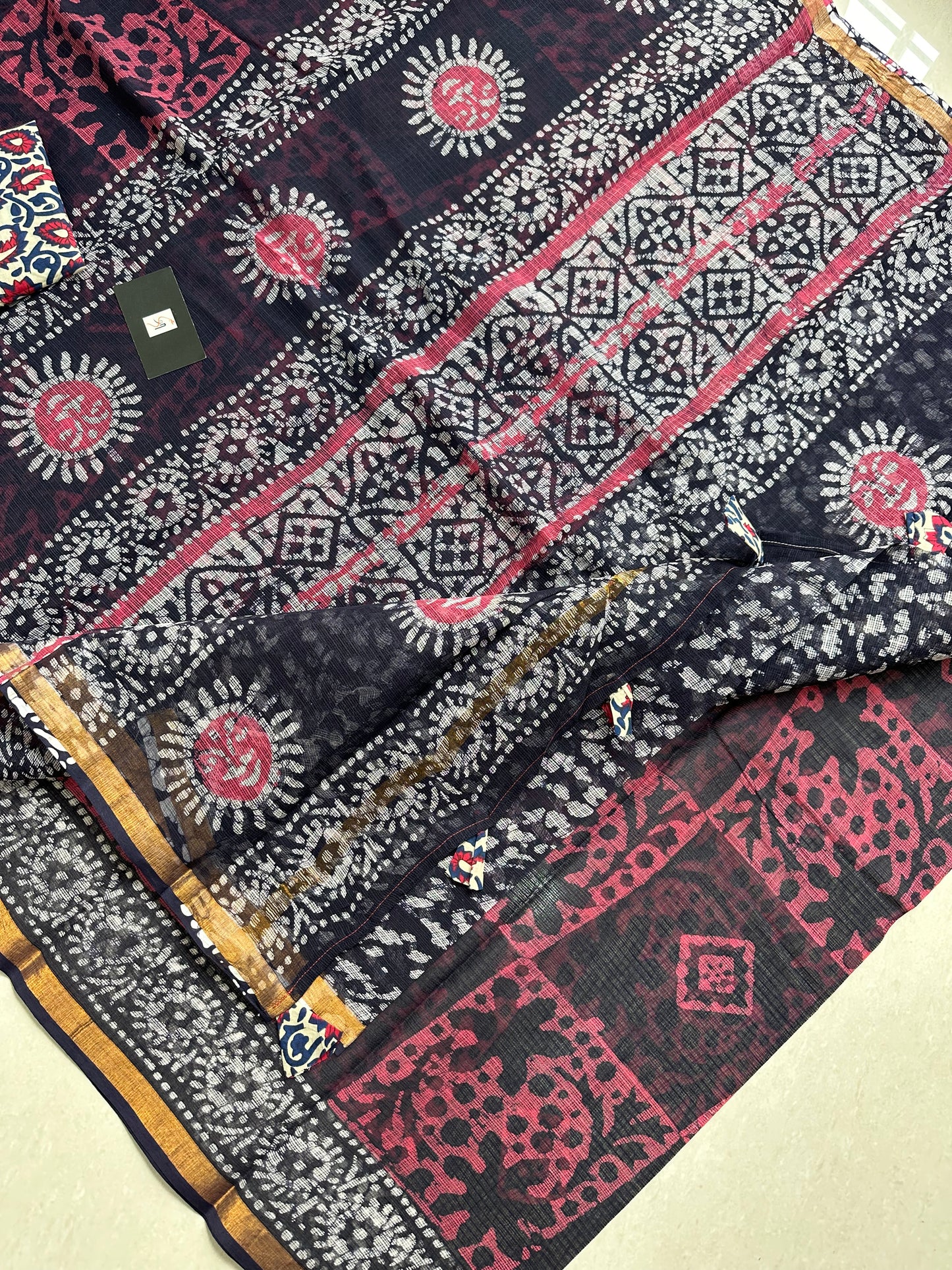 Pure HandBlock Printed Kota Cotton Doria Saree