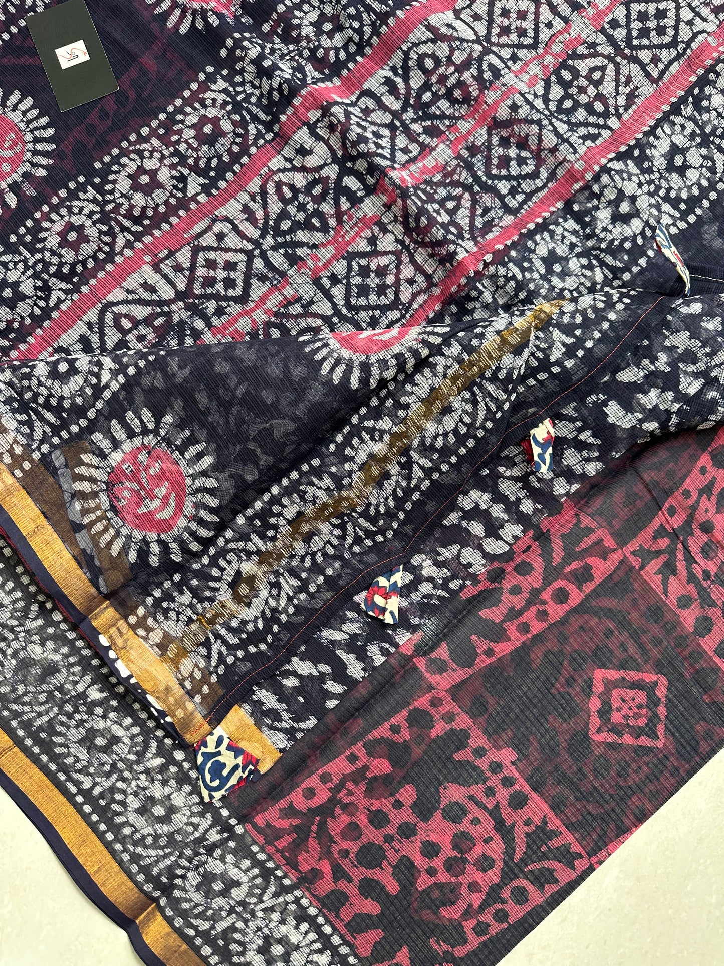 Pure HandBlock Printed Kota Cotton Doria Saree