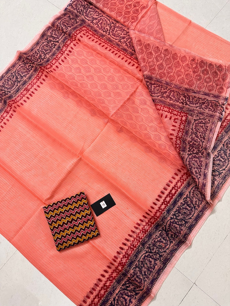 HandBlock Printed Kota Cotton Doria Saree