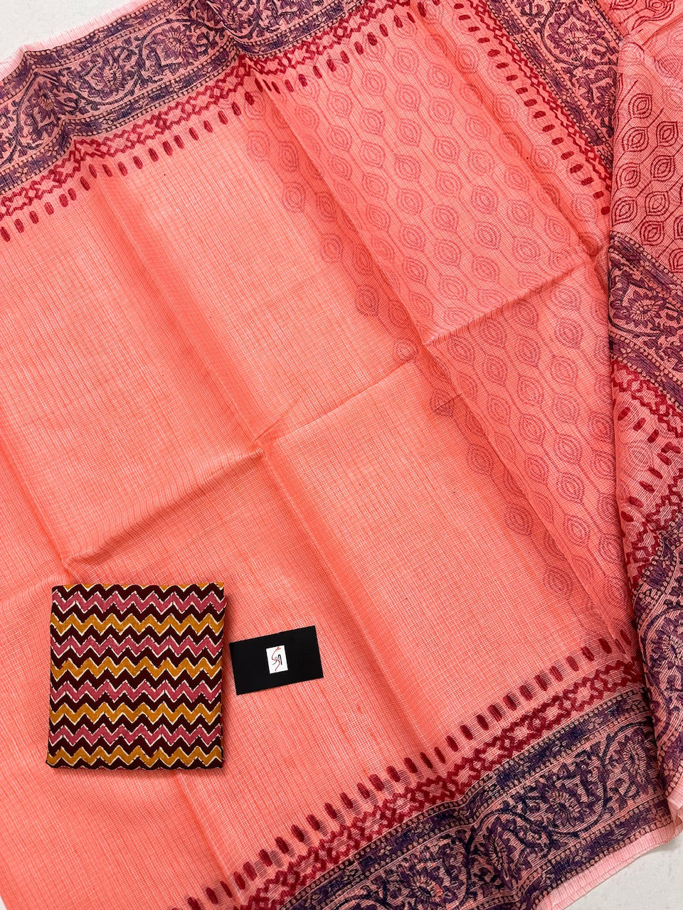 HandBlock Printed Kota Cotton Doria Saree