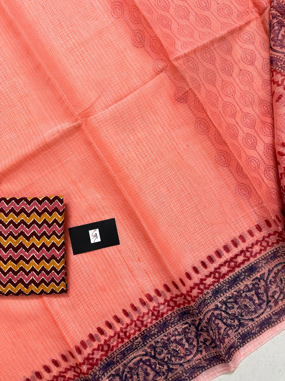 HandBlock Printed Kota Cotton Doria Saree