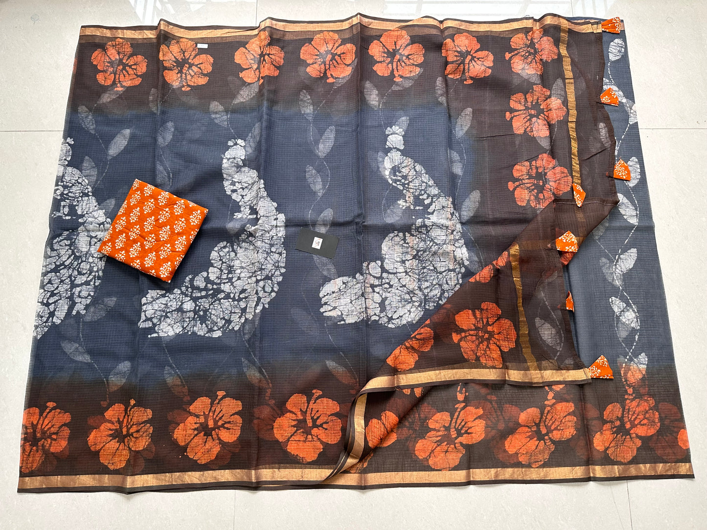 Pure HandBlock Printed Kota Cotton Doria Saree