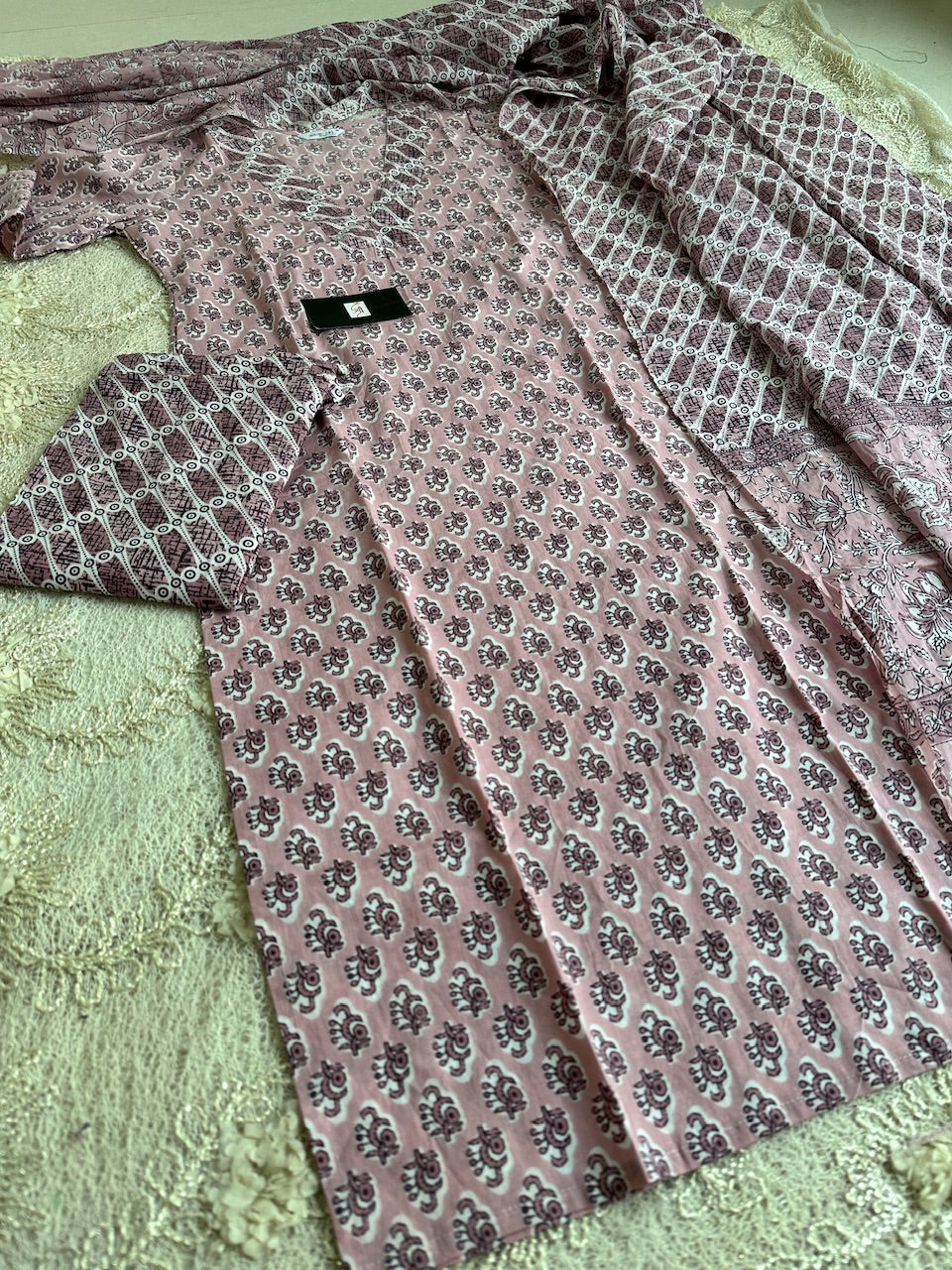 Pure Premium HandBlock Printed Cotton Kurta N Pant With Dupatta