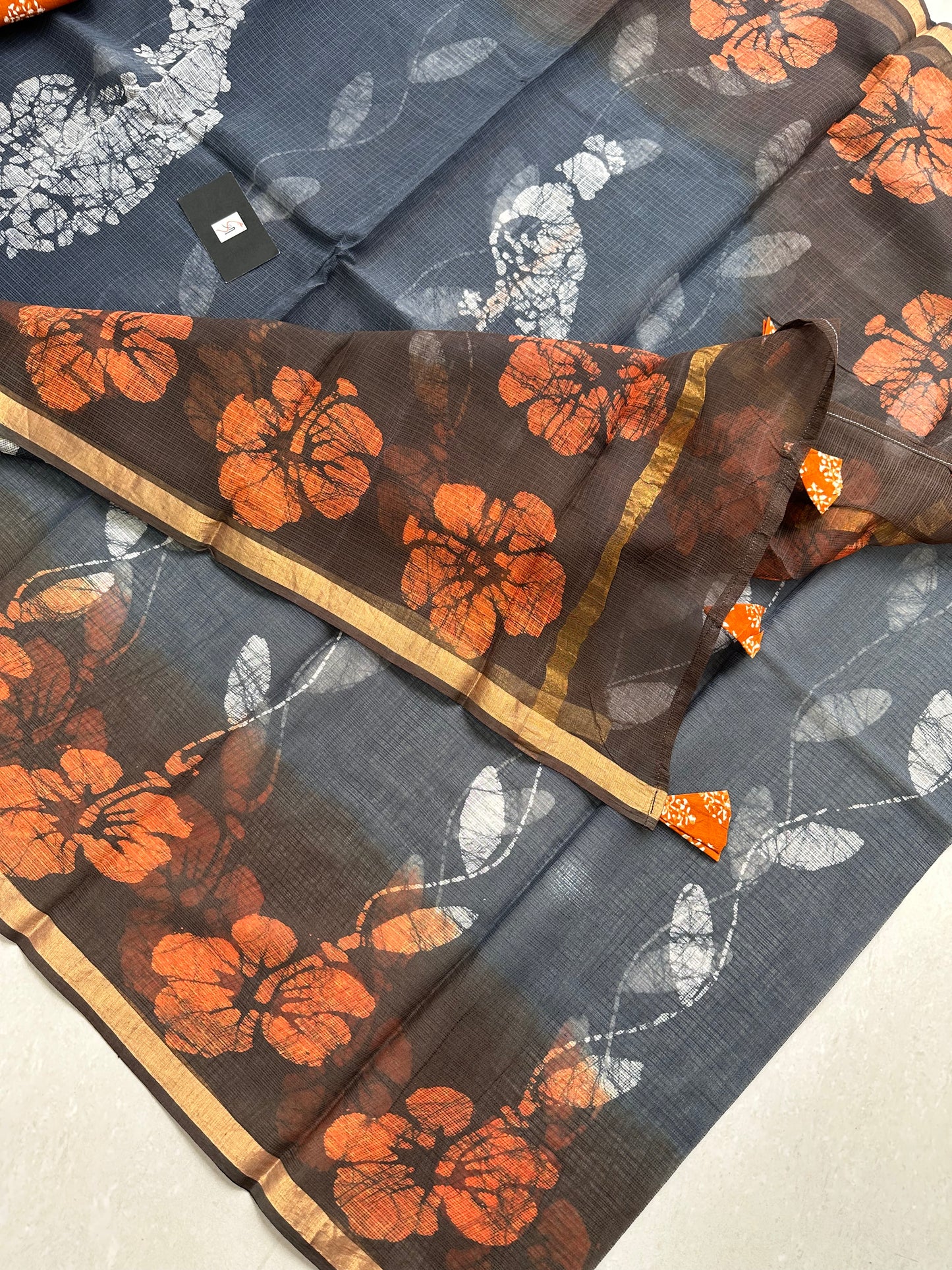 Pure HandBlock Printed Kota Cotton Doria Saree