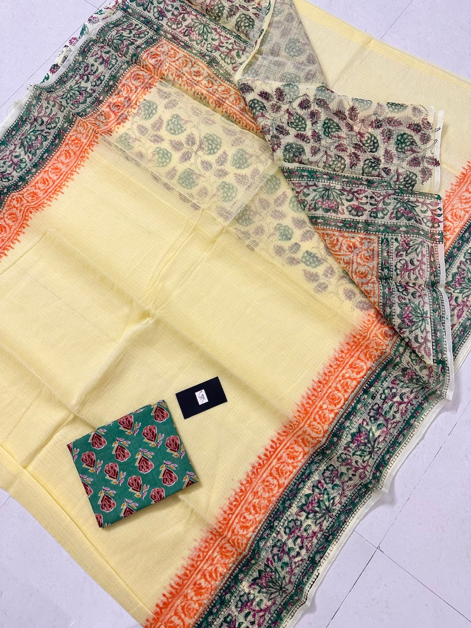 HandBlock Printed Kota Cotton Doria Saree