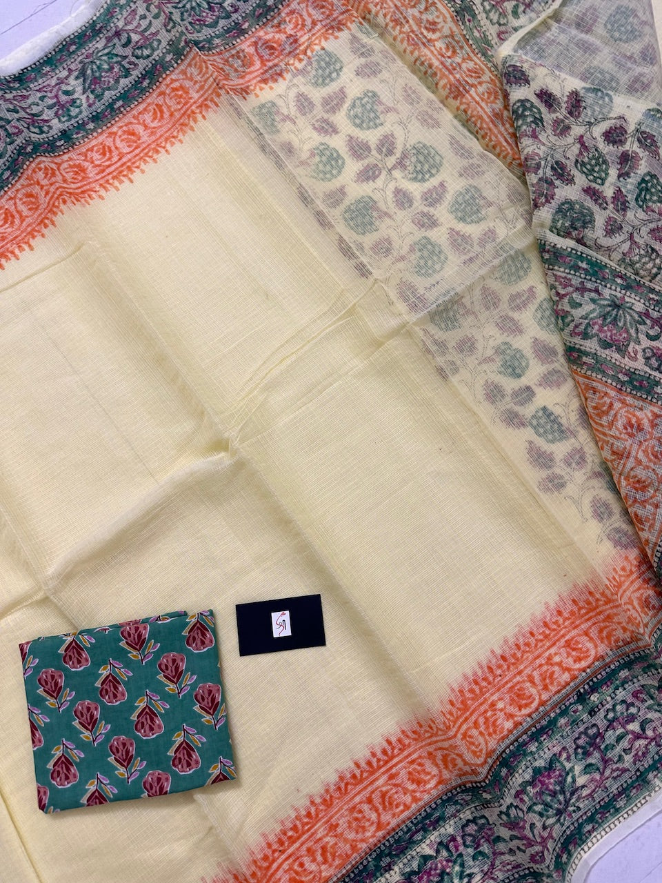 HandBlock Printed Kota Cotton Doria Saree