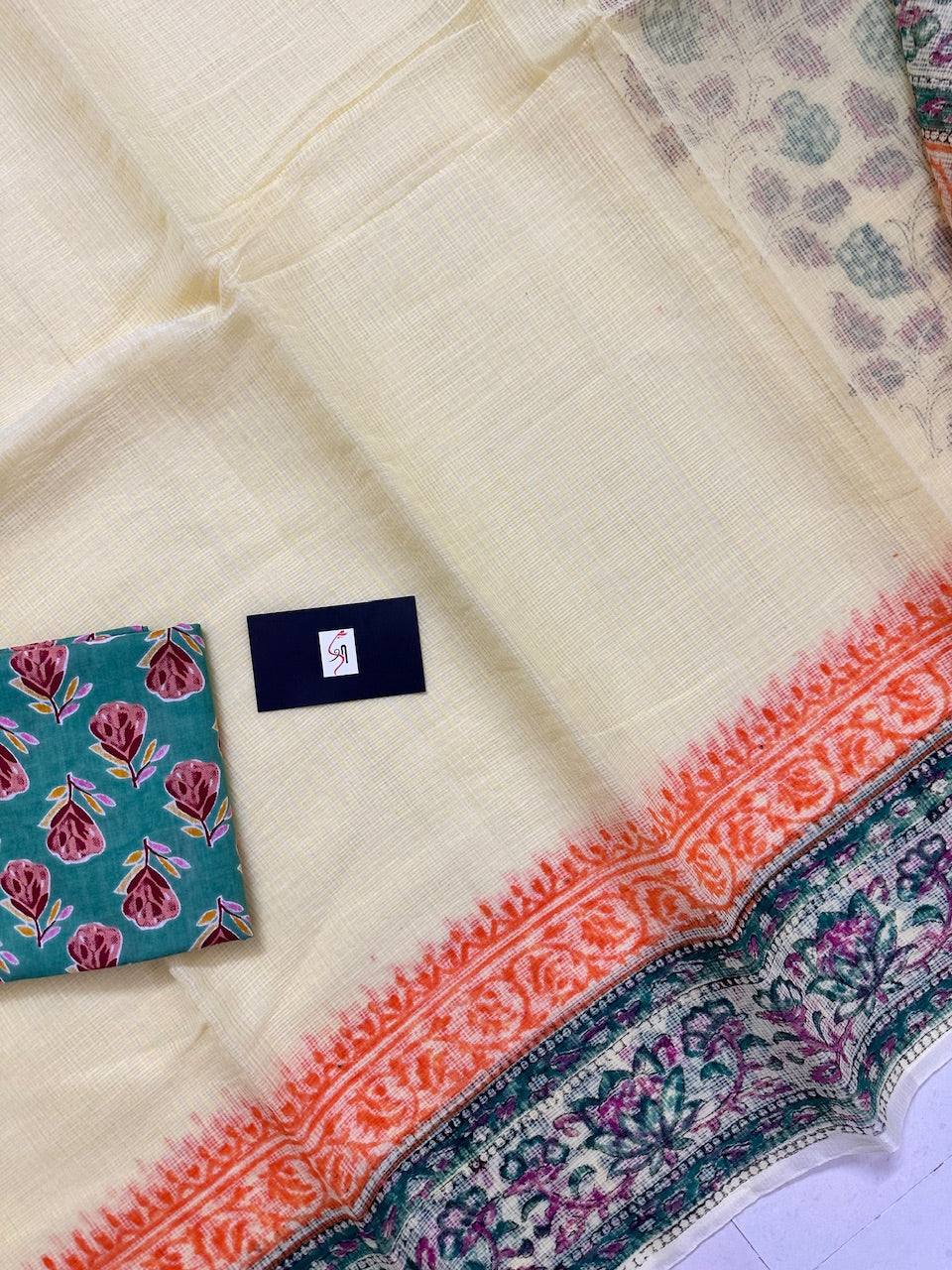 HandBlock Printed Kota Cotton Doria Saree