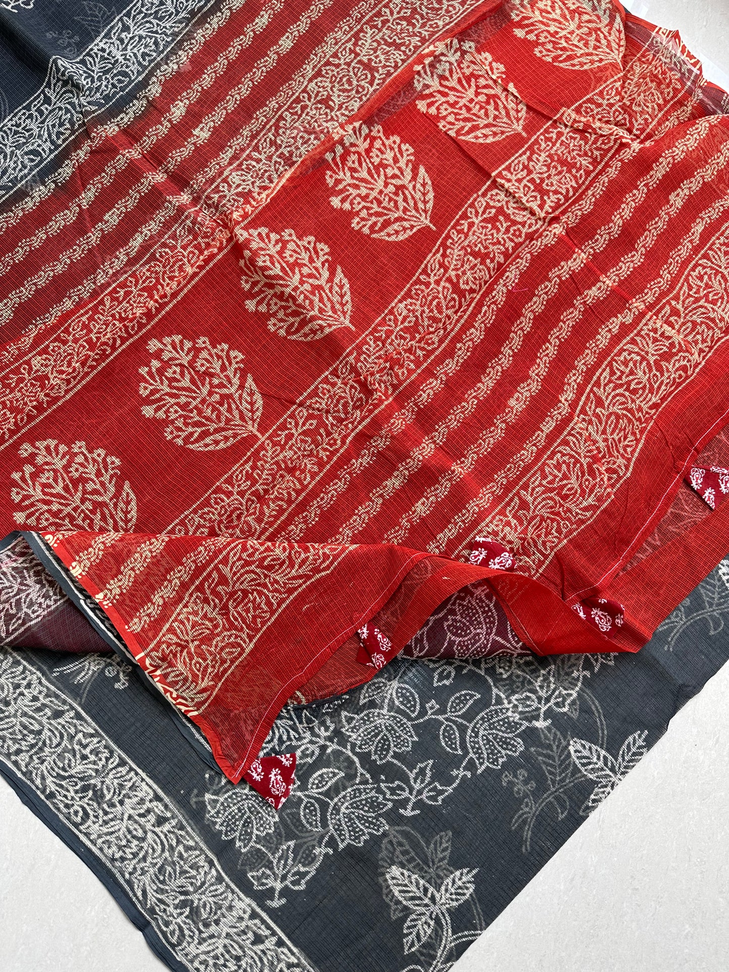 Pure HandBlock Printed Kota Cotton Doria Saree