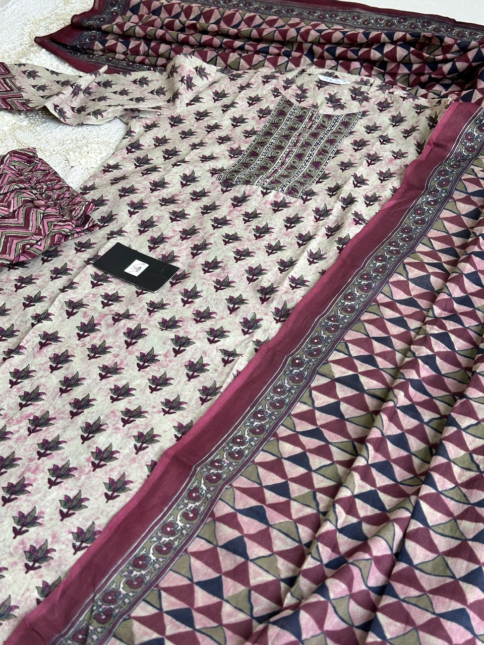 Pure Premium HandBlock Printed Cotton Kurta N Pant With Dupatta