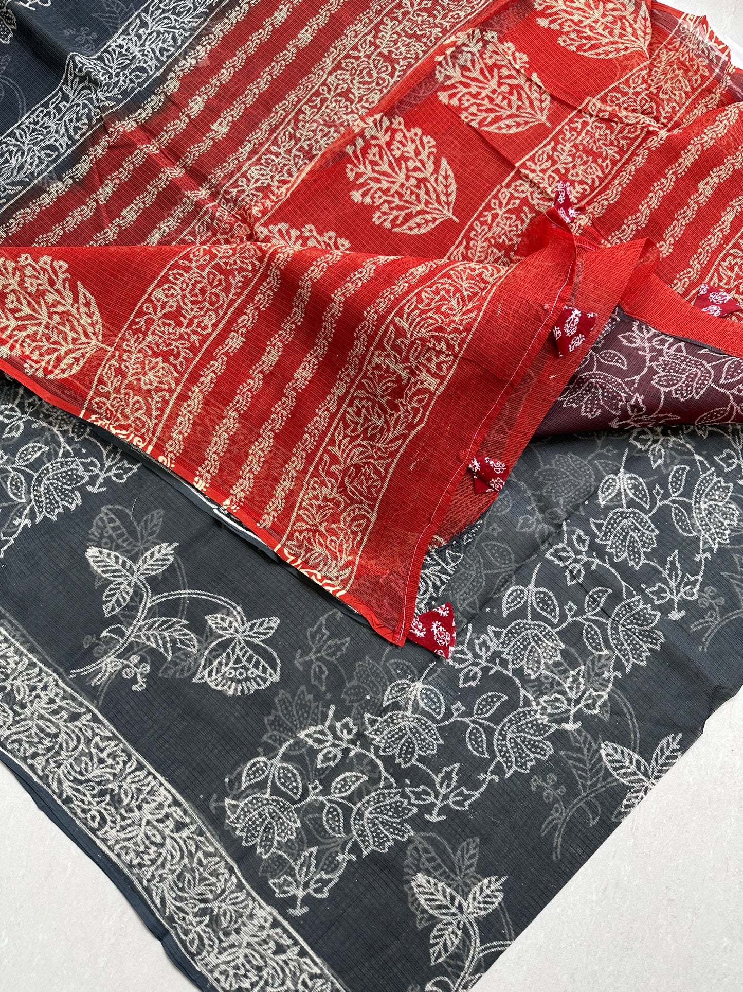 Pure HandBlock Printed Kota Cotton Doria Saree