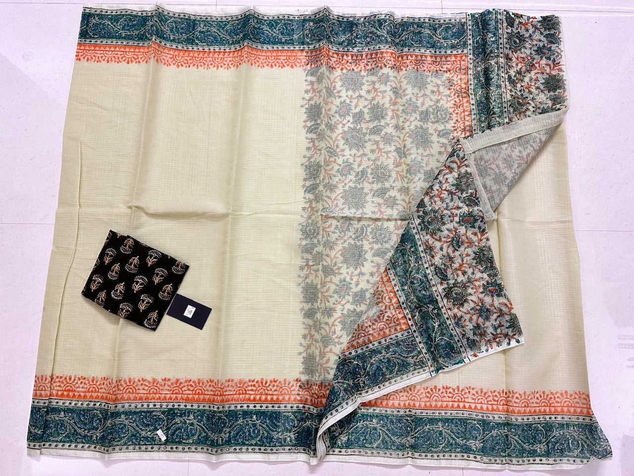 HandBlock Printed Kota Cotton Doria Saree