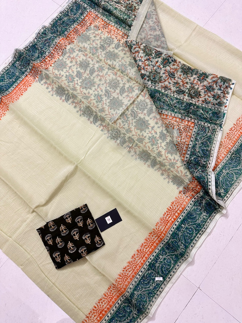 HandBlock Printed Kota Cotton Doria Saree