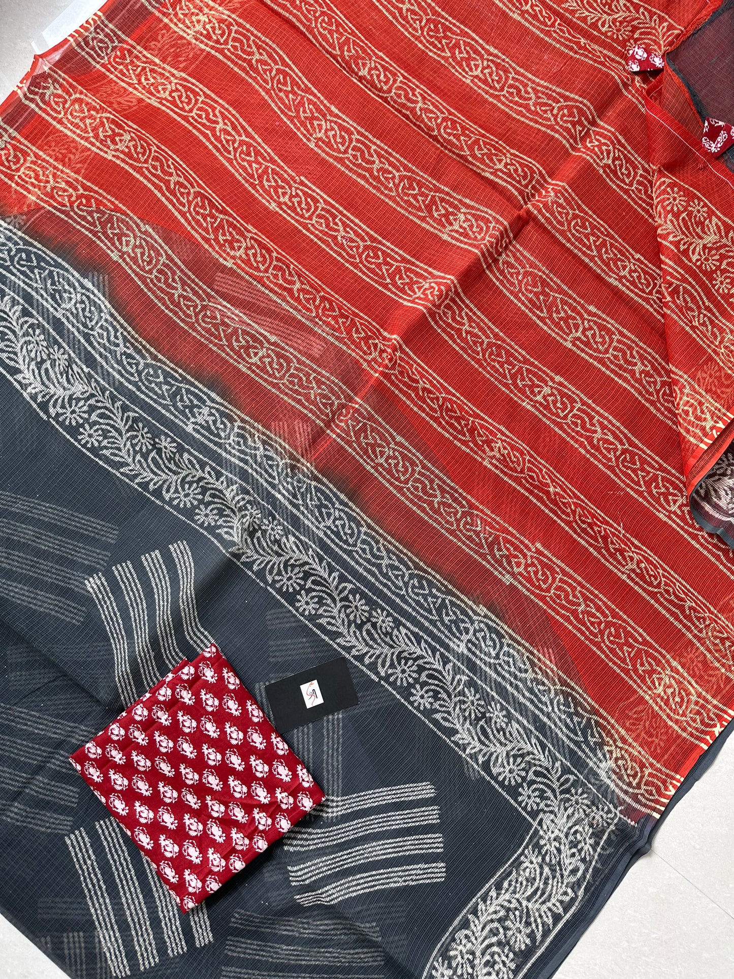 Pure HandBlock Printed Kota Cotton Doria Saree