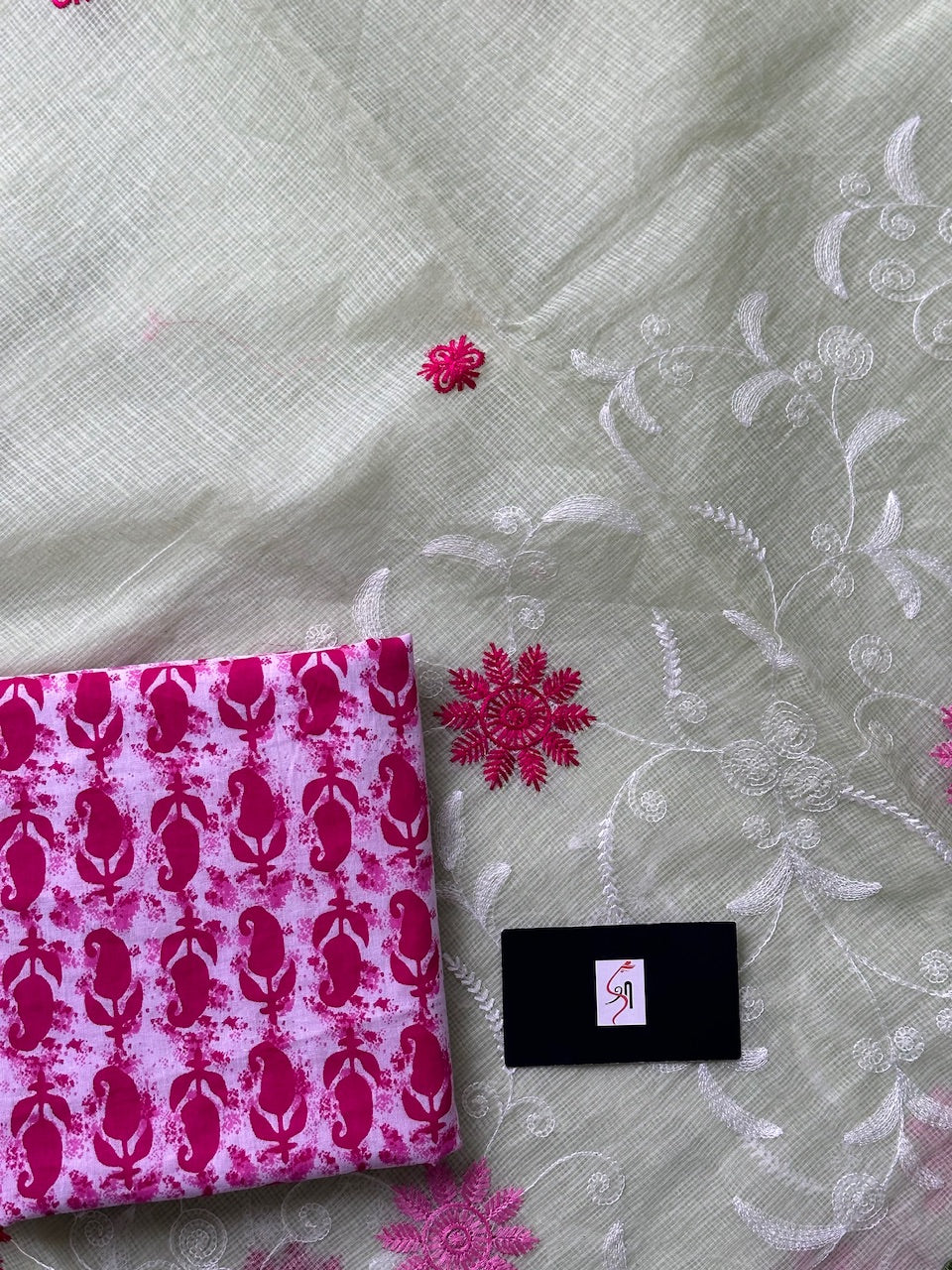 Embroidered Kota Cotton Doria Saree