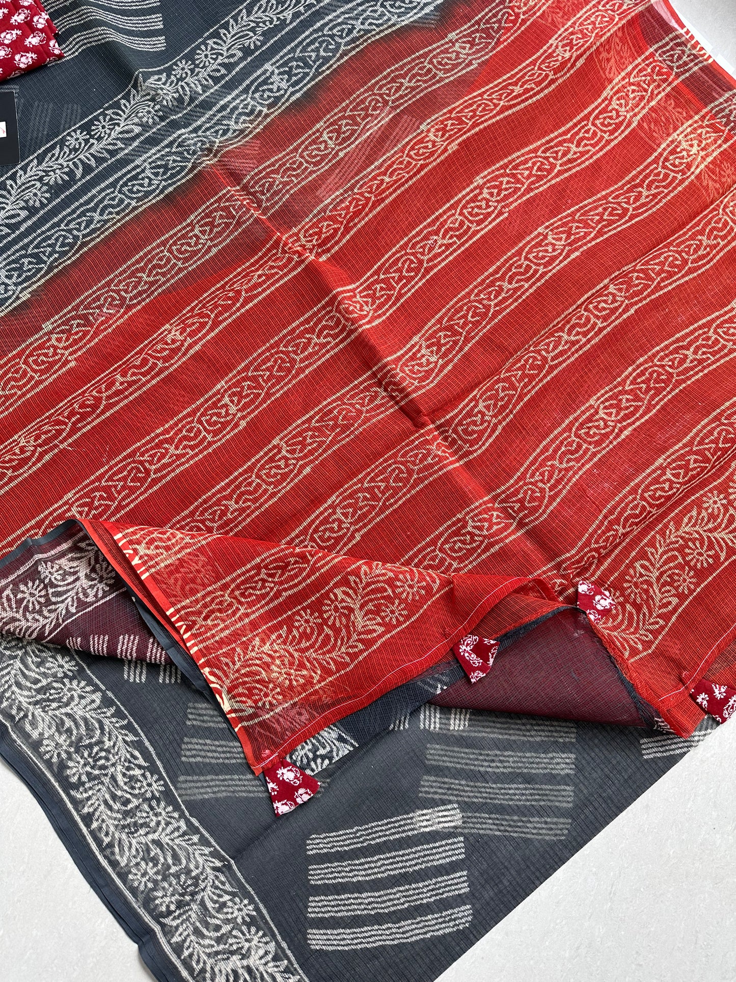 Pure HandBlock Printed Kota Cotton Doria Saree