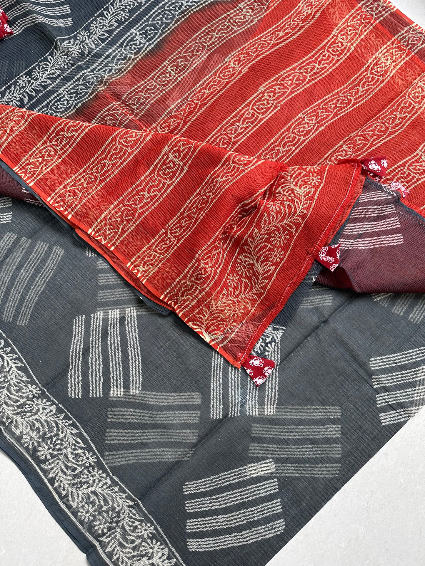 Pure HandBlock Printed Kota Cotton Doria Saree