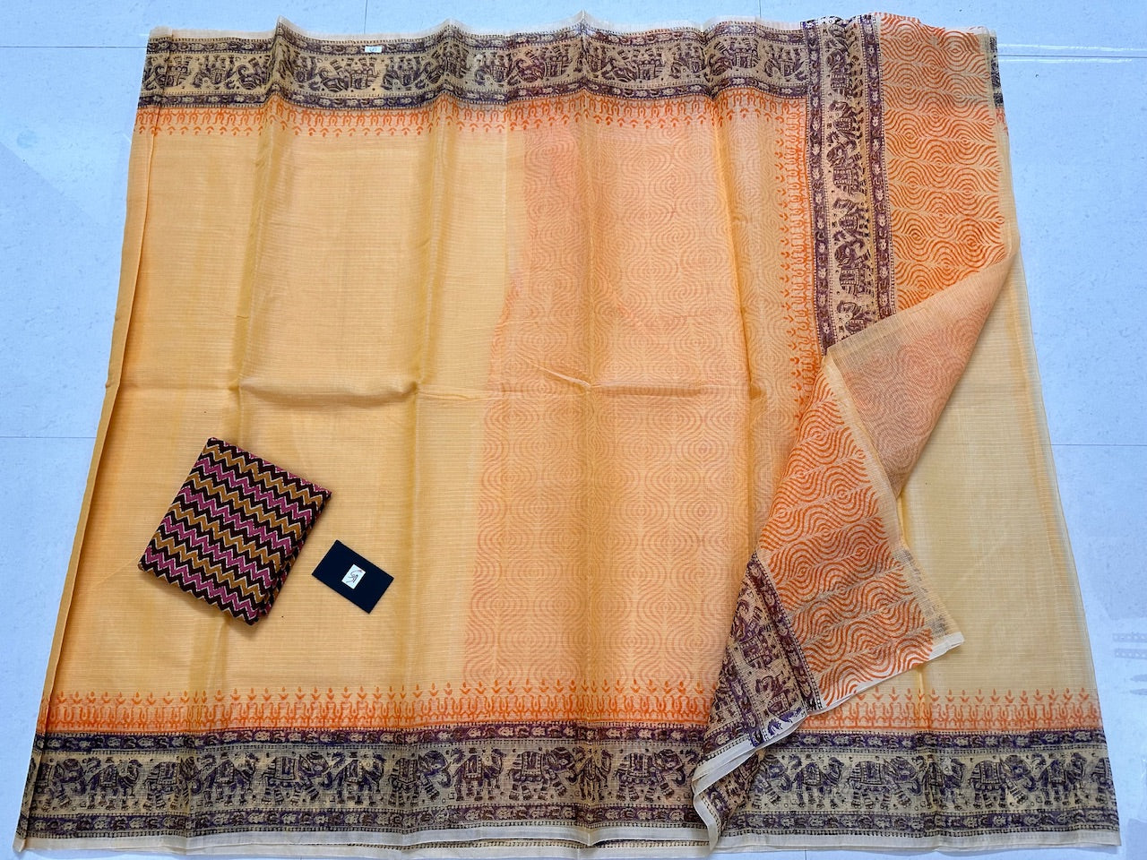 HandBlock Printed Kota Cotton Doria Saree