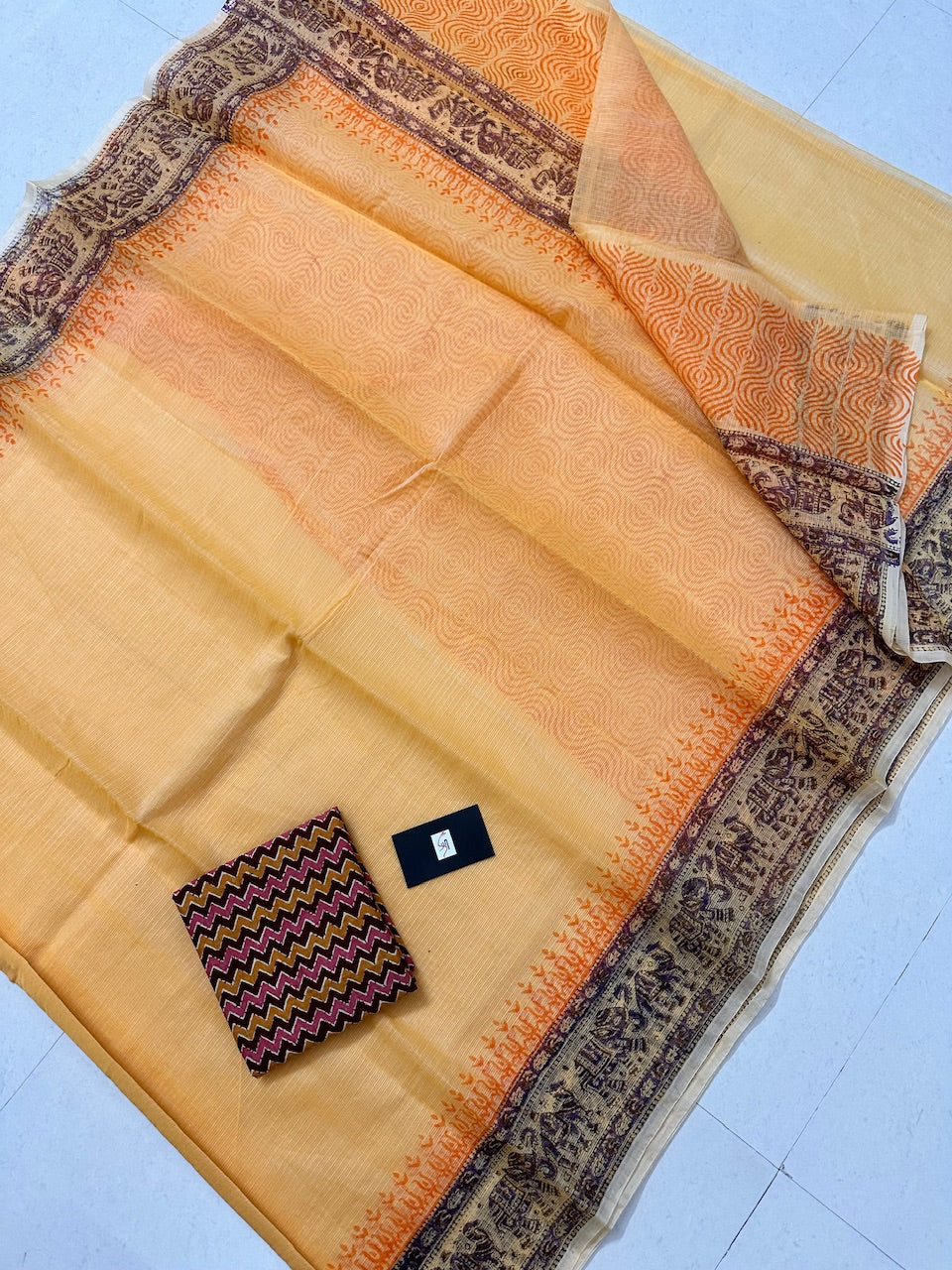 HandBlock Printed Kota Cotton Doria Saree