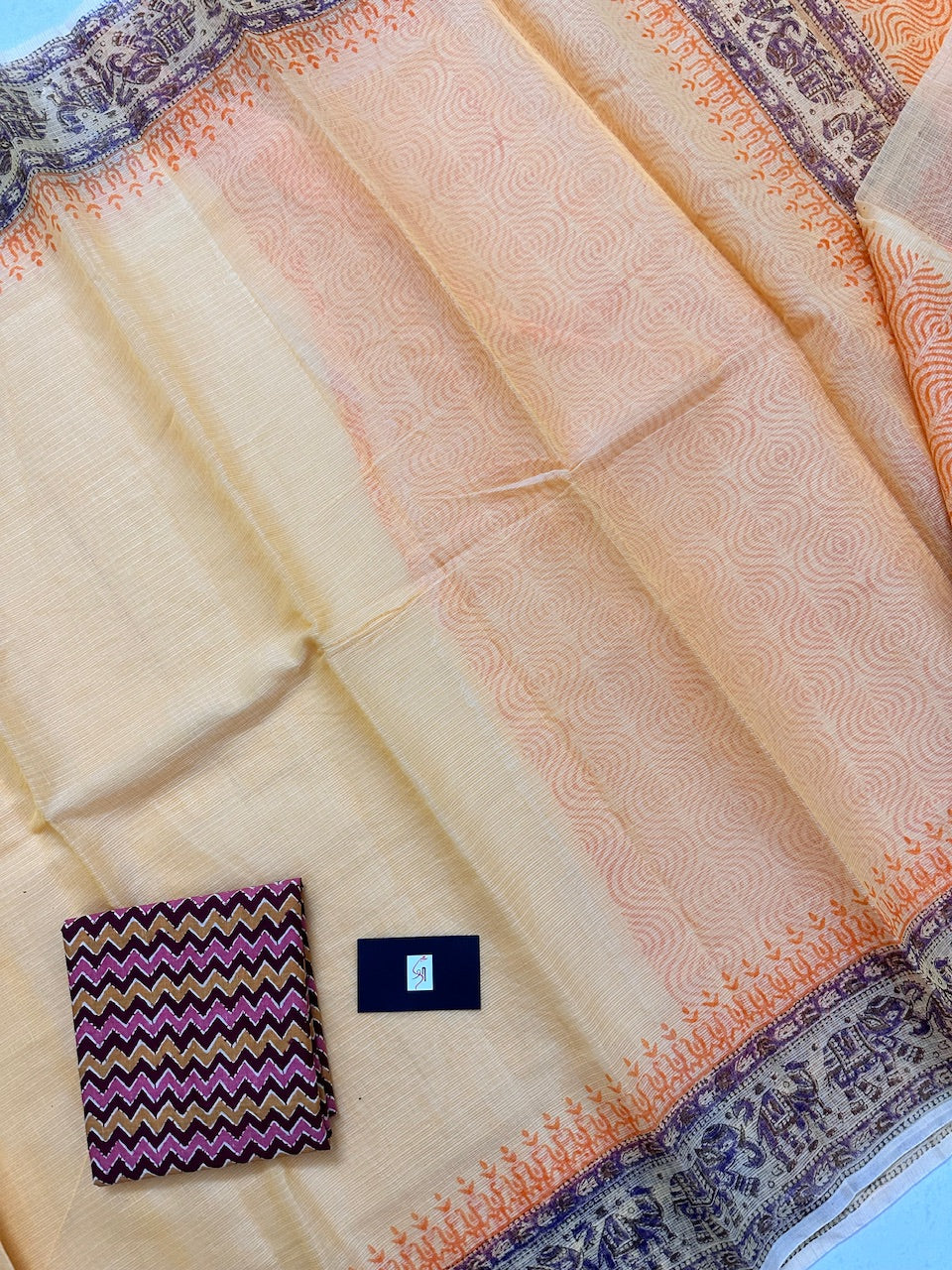 HandBlock Printed Kota Cotton Doria Saree