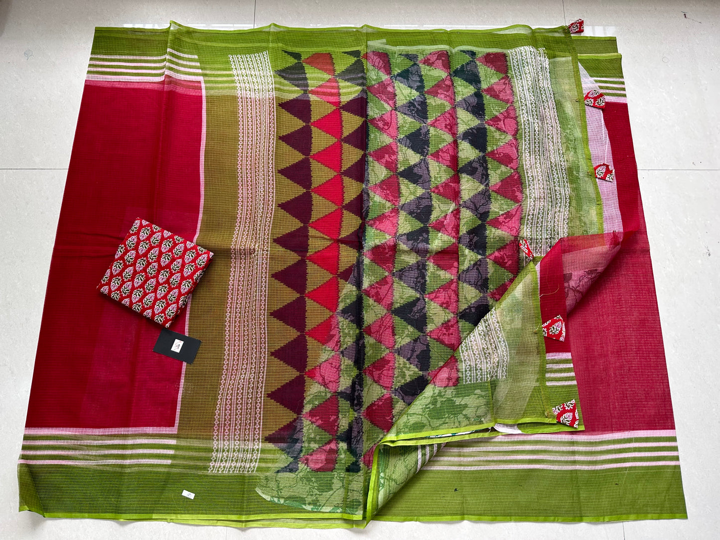 Pure HandBlock Printed Kota Cotton Doria Saree