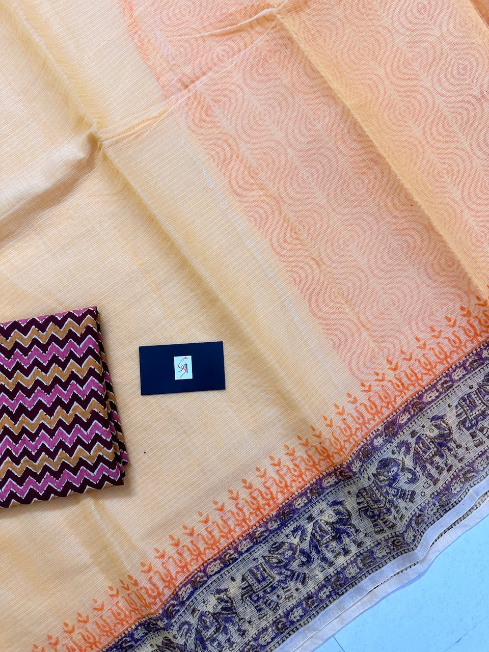 HandBlock Printed Kota Cotton Doria Saree