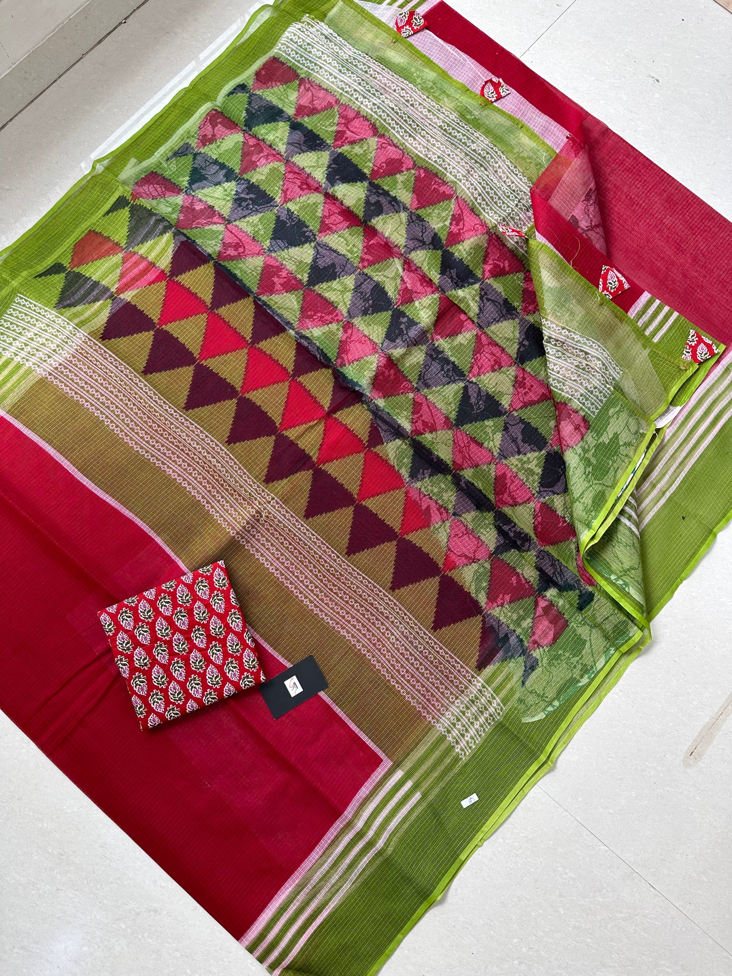 Pure HandBlock Printed Kota Cotton Doria Saree