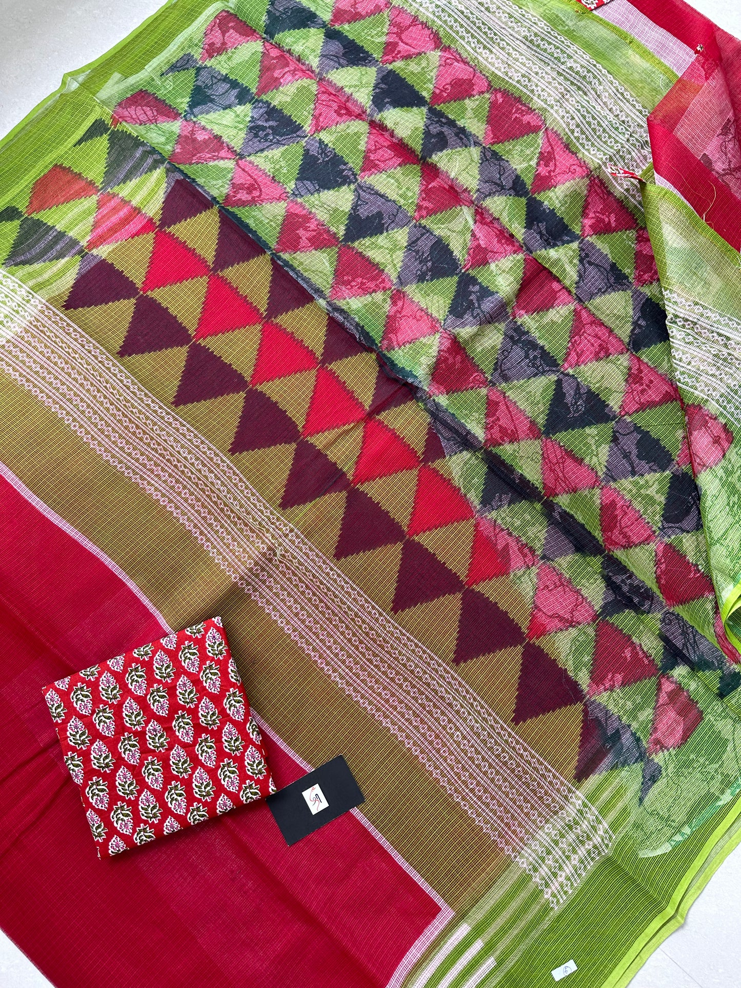 Pure HandBlock Printed Kota Cotton Doria Saree