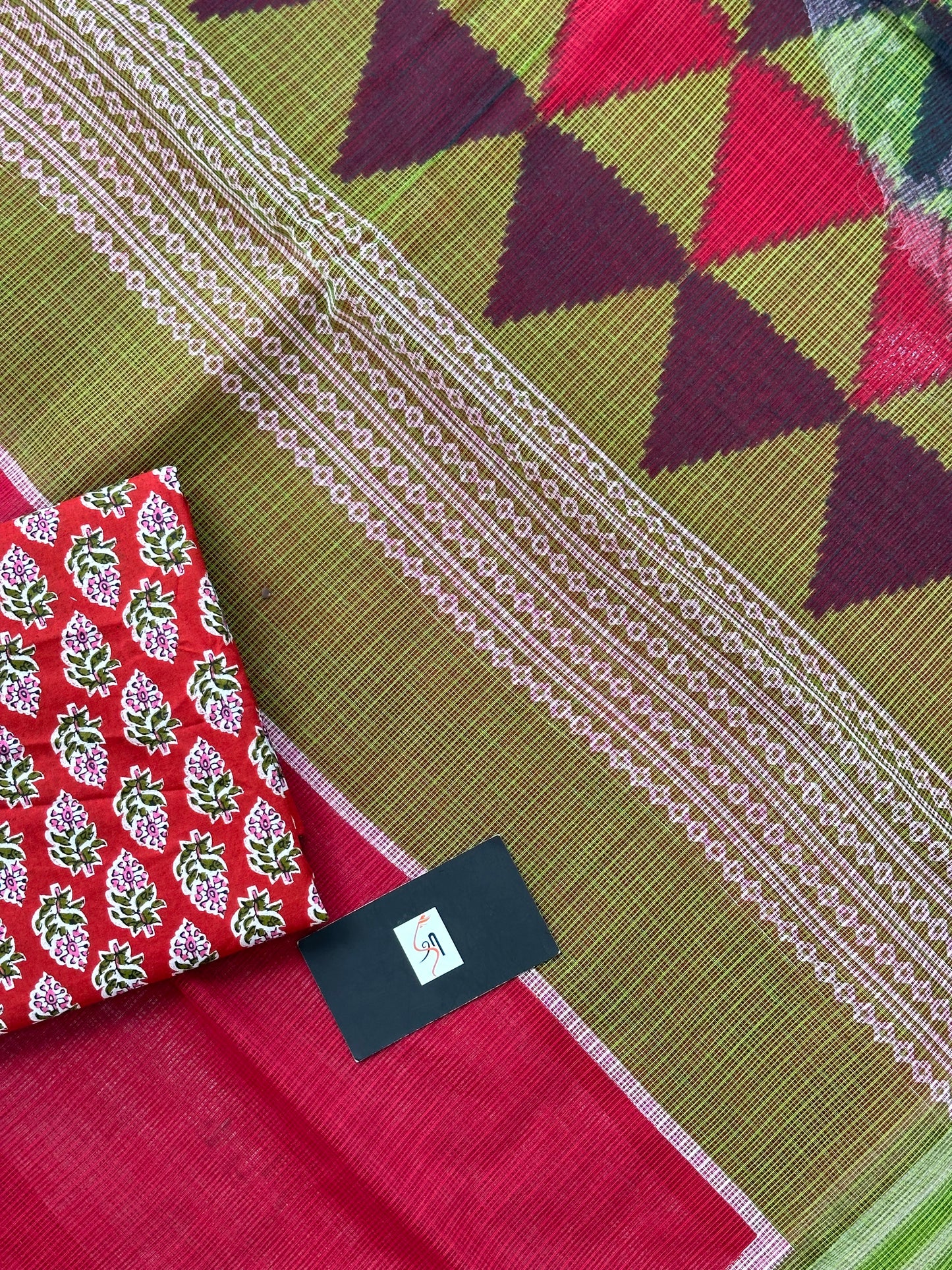 Pure HandBlock Printed Kota Cotton Doria Saree