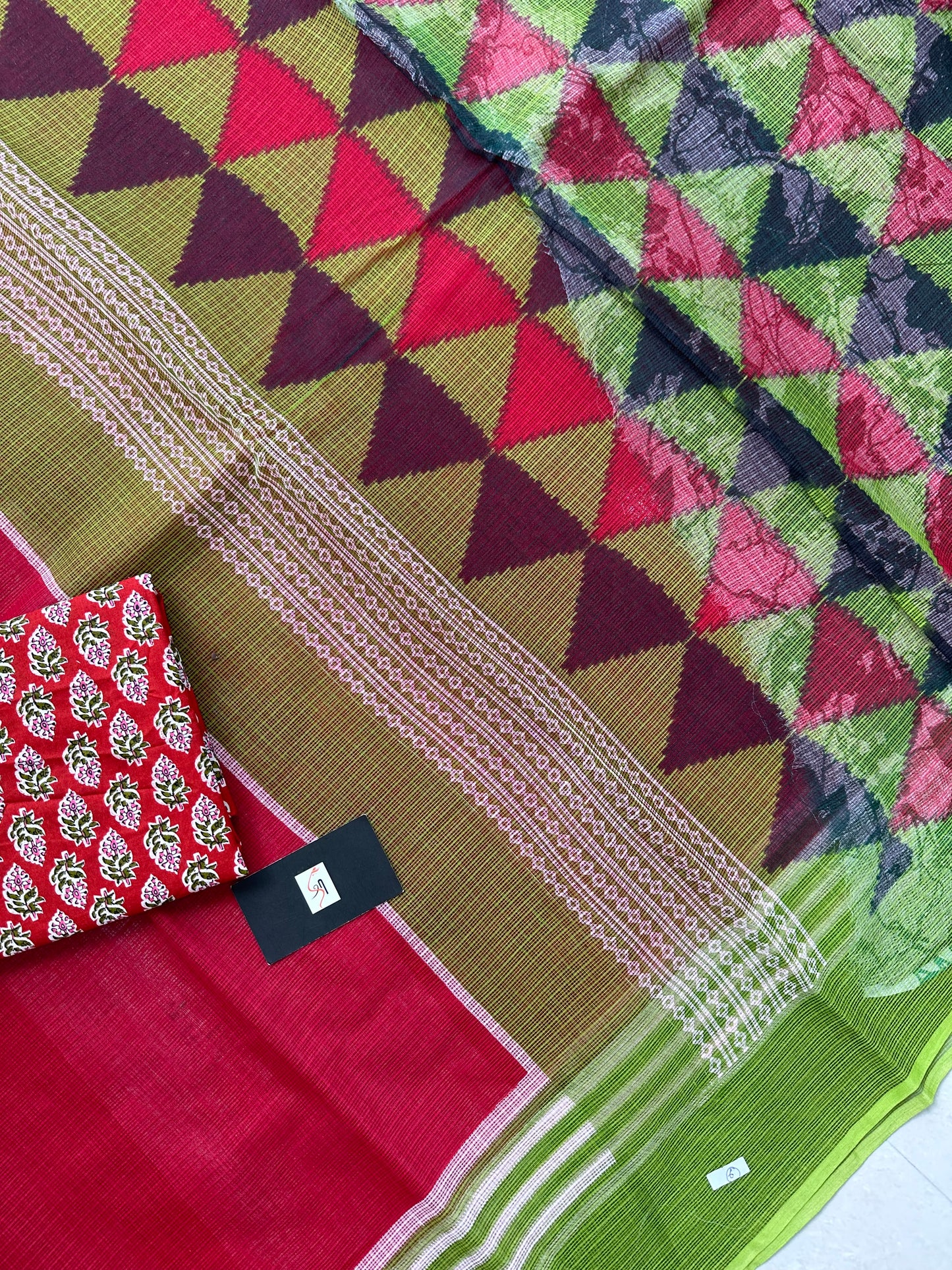 Pure HandBlock Printed Kota Cotton Doria Saree