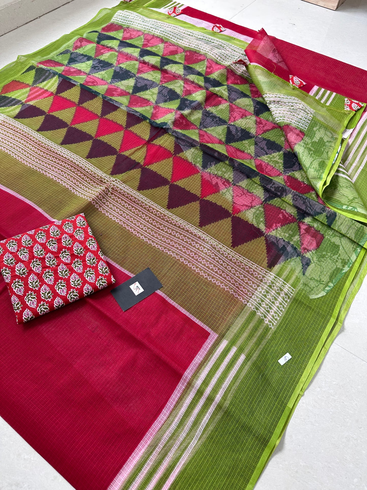 Pure HandBlock Printed Kota Cotton Doria Saree