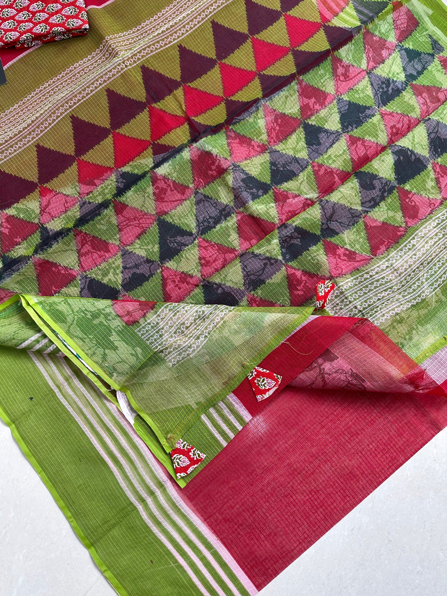 Pure HandBlock Printed Kota Cotton Doria Saree