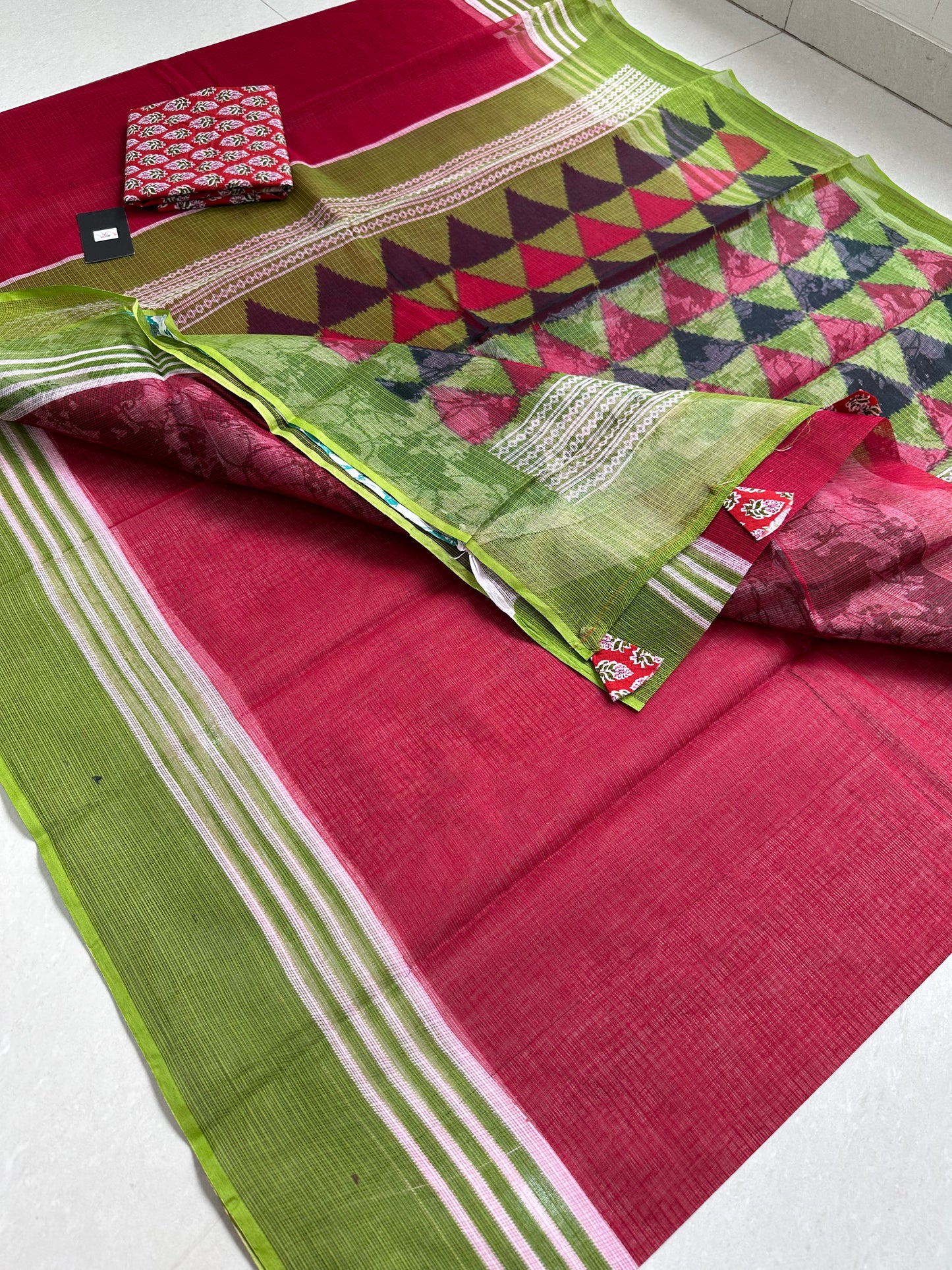 Pure HandBlock Printed Kota Cotton Doria Saree