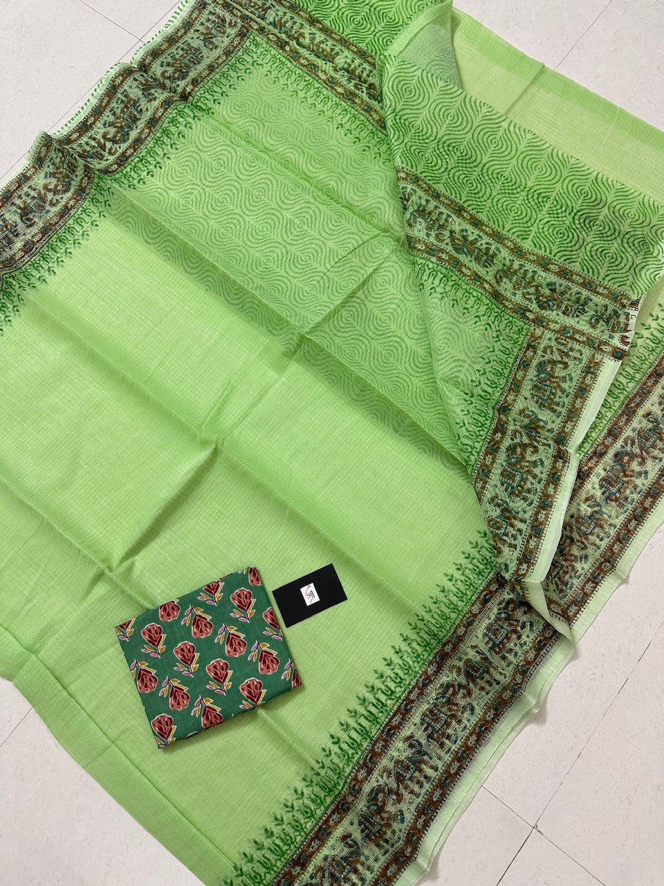 HandBlock Printed Kota Cotton Doria Saree