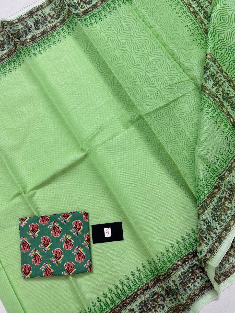 HandBlock Printed Kota Cotton Doria Saree