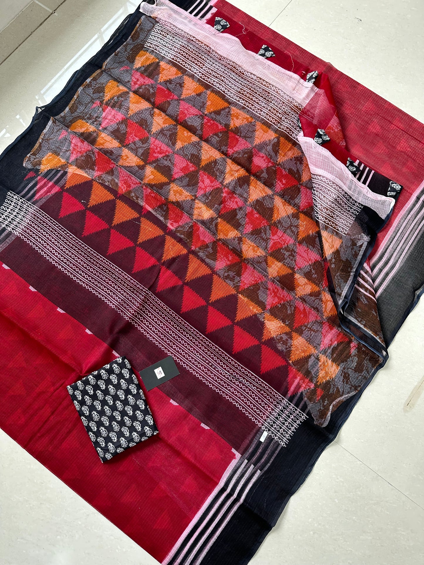 Pure HandBlock Printed Kota Cotton Doria Saree