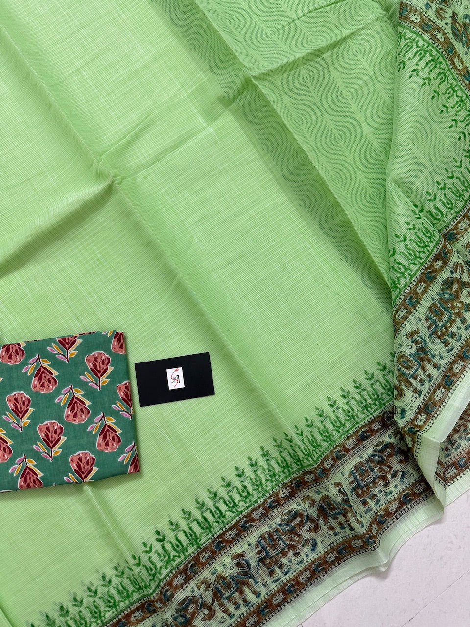 HandBlock Printed Kota Cotton Doria Saree