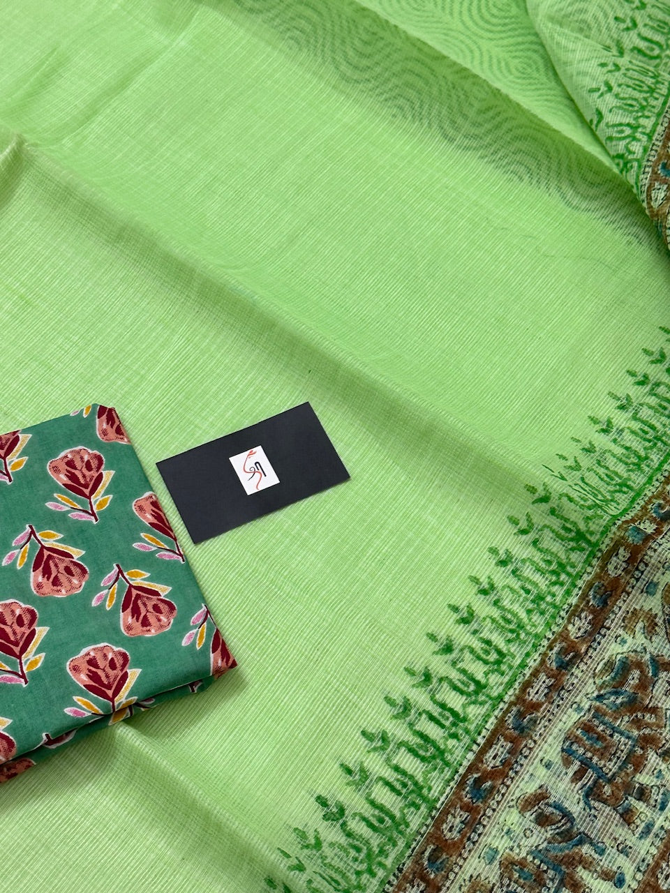 HandBlock Printed Kota Cotton Doria Saree