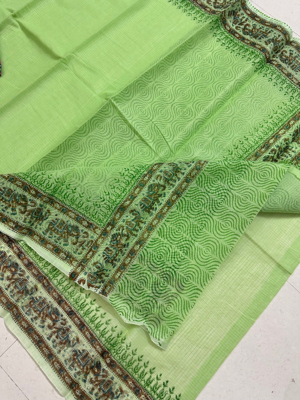 HandBlock Printed Kota Cotton Doria Saree