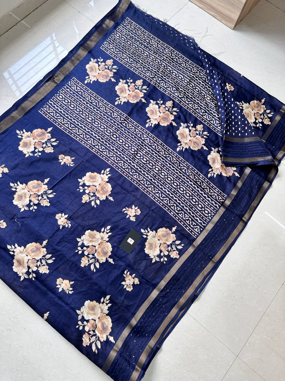 Digital Printed Soft Semi Dola Silk Saree with Sequence Border