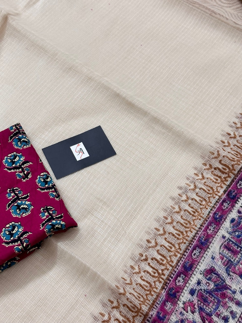 HandBlock Printed Kota Cotton Doria Saree