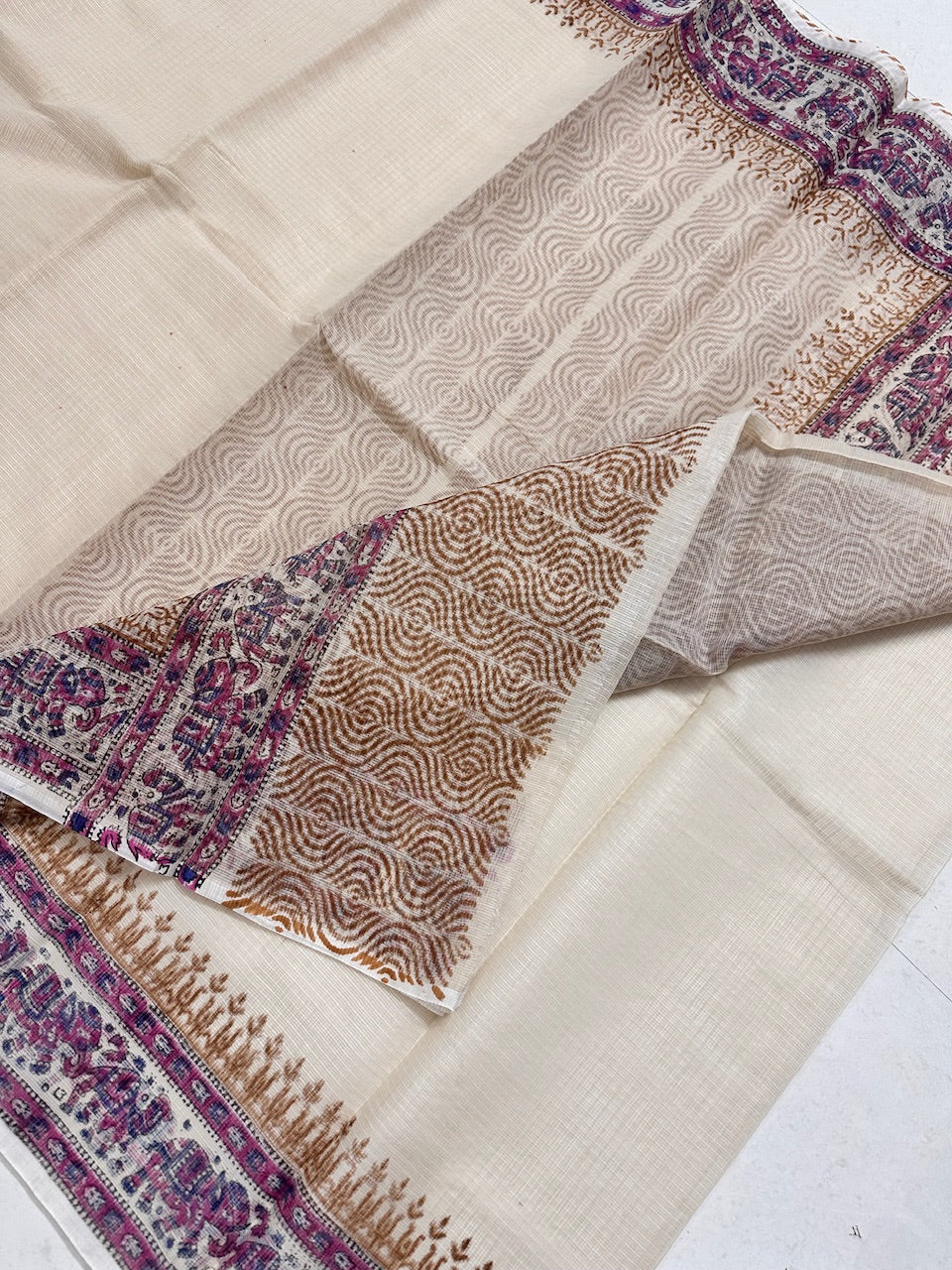 HandBlock Printed Kota Cotton Doria Saree