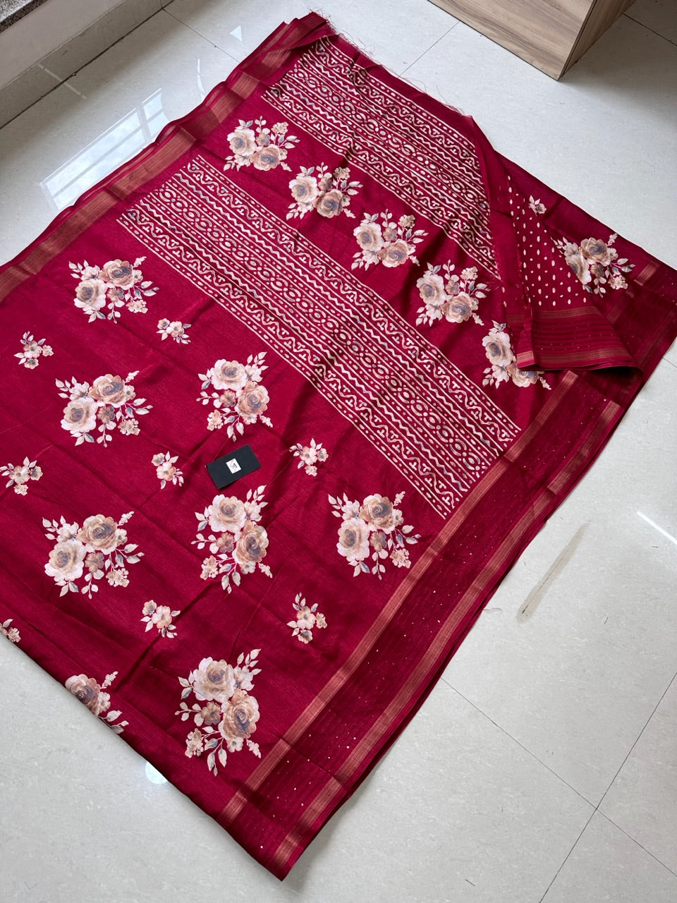 Digital Printed Soft Semi Dola Silk Saree with Sequence Border