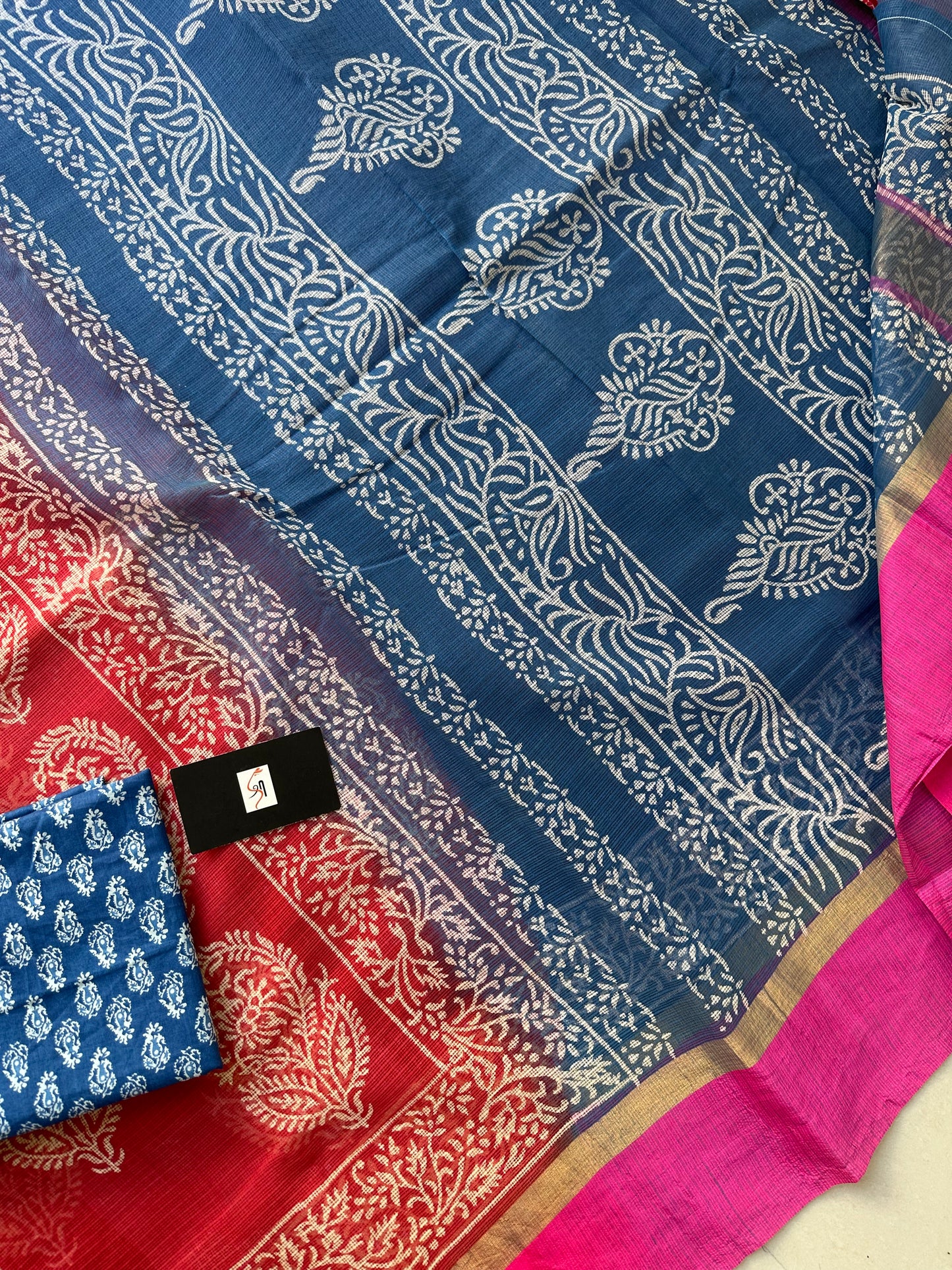 Pure HandBlock Printed Kota Cotton Doria Saree